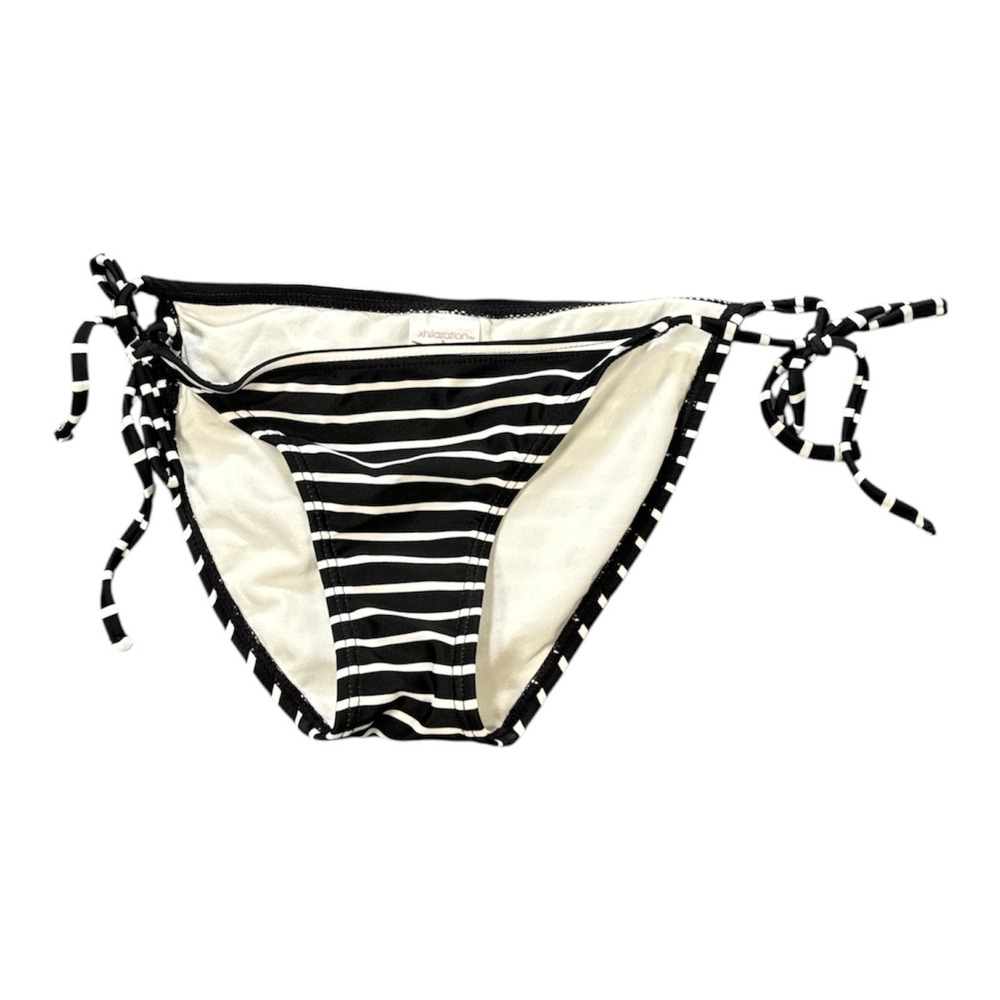 Xhilaration Black White Striped Side Tie Bikini Bottoms‎ XS